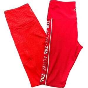 ZYIA High Rise Active Leggings Bundle 2 Pairs Red Orange Size 4